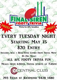Groups may need writing materials. Final Siren Footy Trivia Home Facebook