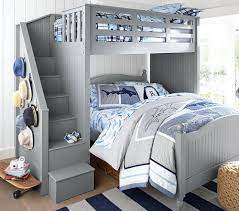 Nwt pottery barn 4pc ~del mar~ king duvet & 3 std shams nautical beach ~coastal~. Catalina Stair Loft Bed Lower Bed Set Pottery Barn Kids Bunk Beds With Stairs Loft Bunk Beds Bunk Bed Designs