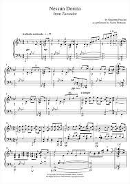 Nessun dorma (klavier+gesang) paul potts / g. Nessun Dorma From Turandot As Performed By Sacha Puttnam Giacomo Puccini Noten Cascha Com
