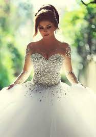 Cinderella S Dream Come True 23 Seriously Stunning Wedding Dresses With Crystal Beading Praise Wedding Wedding Dresses Ball Gowns Wedding Wedding Dress Long Sleeve