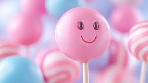Colorful Candy Balls in a Glass with a Pink Umbrella
