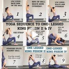 Sequence Montrant La Pose Du Pigeon Royal A Une Patte Ou Eka Pada Rajakapotasana Sequences De Yoga Exercice Souplesse Idees Yoga