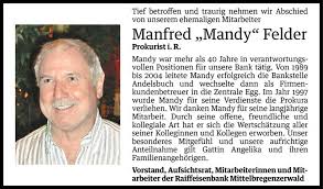 Todesanzeigen von Manfred Felder