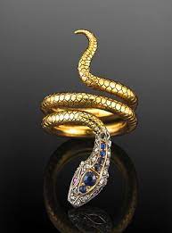 Victorian Sapphire And Diamond Coiled Snake Ring A Finely Scaled Yellow Gold Coil Forms The Tail And Body Of A Snake W Jewelry Antique Jewelry Amazing Jewelry