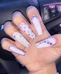 Crystals For The Win Simple Acrylic Nails Fire Nails Long Acrylic Nails Coffin