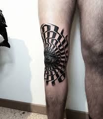 Knee tattoos for girls, men & women. Op Art Style Eye Tattoo On The Right Knee
