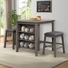 Ensure that elements set with a height aren't truncated and/or don't obscure other content when the page is zoomed to increase text size. Buy Bellemave 3 Piece Dining Table Set Counter Height Table Chair Set With 1 Table 2 Leather Padded Stools Storage Shelf For Kitchen Dining Room Gray Hellip Online In Indonesia B08wcllwt5