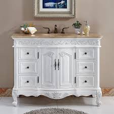 Silkroad Exclusive Ella Antique White Single Sink Vanity With Travertine Top Common 48 In X 22 In Lowes Com Single Sink Bathroom Vanity Bathroom Vanity Single Bathroom Vanity