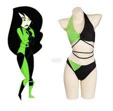 Kim Possible Shego Cosplay Costume Set Adult Women Bikini Underpants Suit  Swimsuit Prop 