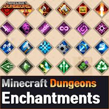 Players will be able to discover weapons artifacts, unlock enchantments, armor, and items throughout their journey as they venture off a quest of fighting. Minecraft Dungeons Enchantments List Wiki Owwya