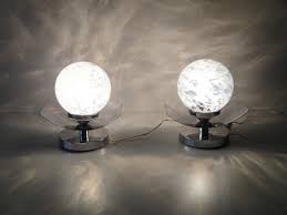 Vintage Table Lamp Pair Murano Glass Globes Lamps Chrome Glass Etsy Vintage Table Lamp Table Lamp Lamp