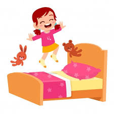 happy cute little kid girl jump on bed r premium vector freepik vector girl character cartoon bed art drawings for kids kids clipart kids sleep