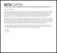 Mental Health Technician Cover Letter Sample Cover Letter Templates Examples