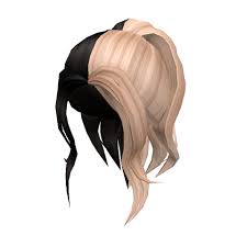 Black Blonde Split Messy Ponytail Roblox In 2021 Messy Ponytail Black And Blonde Ponytail