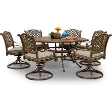 Traditional Brown 7 Piece Patio Dining Set Castle Rock Rc Willey Furniture Store Patio Dining Set Patio Dining Outdoor Furniture Sets