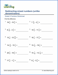 How do you add and subtract mixed numbers? Add Subtract Fractions Worksheets For Grade 5 K5 Learning
