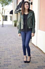Not Your Average Faux Leather Jacket Green Leather Jackets Green Leather Jacket Outfit Winter Fashion Outfits