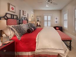 Seaside Shingle Coastal Home Guest Bedroom Dark Navy With Red Accents Red Bedroom Walls Bedroom Red Red Bedroom Decor
