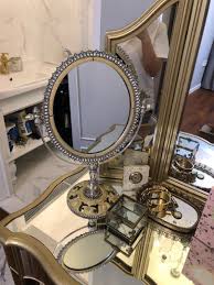 Antique vanity vintage vanity art deco vanity dresser sets hairbrush gold makeup brush sets vintage london gold flowers. Vintage Victorian Table Mirror Embellished With Crystals Women S Fashion Jewelry Organisers Precious Stones On Carousell