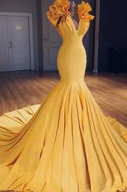 Charming Mermaid V Neck Sleeveless Yellow Long Prom Dress With Ruffles Okh3 Prom Dresses Yellow Cheap Prom Dresses Long Mermaid Prom Dresses