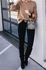 Black jeans, a camel blazer, an optional sweater (depending on how cold it is), and a chambray shirt. Elevated Basics For Fall Winter The Style Scribe Black Jeans Outfit Fall Jeans Outfit Fall Black Denim Jeans
