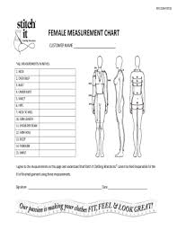 Fillable Online Female Measurement Chart Stitch It Fax