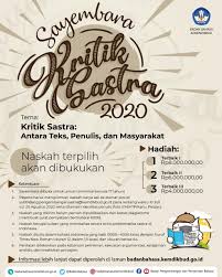 Latar belakang kritik sastra menurut hardjana1 ialah bentuk tulisan yang lahir dari hasil seorang pembaca dalam mencari dan menentukan nilai hakiki karya sastra. Sayembara Kritik Sastra 2020 Badan Pengembangan Dan Pembinaan Bahasa Kementerian Pendidikan Dan Kebudayaan