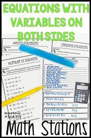 Check Out These Math Stations To Practice Solving Equations With Variables On Both Sides These Fun Station Solving Equations Equations Practice Math Problems