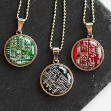 real circuit board necklace 18mm round gift for computer etsy computer geek gifts computer geek geek gifts