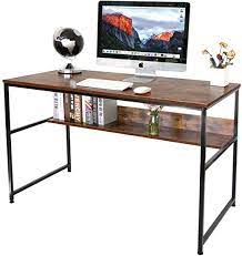 Amazon Com Homekoko 47 Home Office Desk Computer Desk With Storage Shelf Study Table Modern Writing Desk Writing Desk Modern Desk Storage Home Office Desks