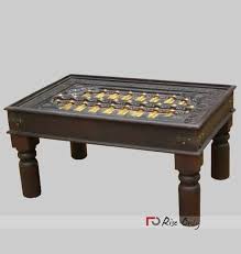 Contemporary brass coffee table with two tiers, each tier having an inset glass top. Brass Fitted Coffee Table Brass Fitting Center Tables Brass Fitted Coffee Table With Glass Top
