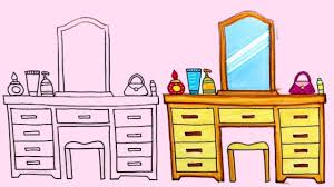 How To Draw Dressing Table Step By Step Easy Drawing And Coloring For In 2020 Easy Drawings Coloring For Kids Drawing For Kids
