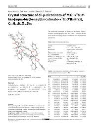 Cleaned and organized india shipments. Pdf Crystal Structure Of Di M Nicotinato K2n O K2o N Bis Aqua Bis Benzyl Nicotinato K2o O Tin Iv C52h48n4o10sn2