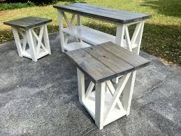 Rustic Living Room Set End Tables With Matchinh Entertainment Stand Console Table And End Table Set Gray Top With Antique White Base Ideias De Marcenaria Ideias Casas