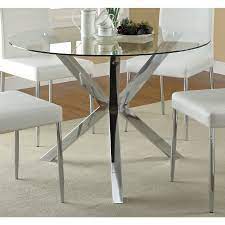 Rectangular metal outdoor dining table brings sophistication to your backyard. Coaster Vance Contemporary Glass Top Round Dining Table In Chrome Walmart Com Walmart Com