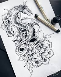 Japanese dragon koi and flower tattoos on chest. Dragon Shared By Romanova On We Heart It