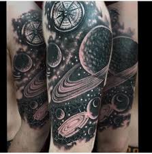 Black And White Space Arm Sleeve Tattoo Healed Black And Grey Galaxy Piece Galaxy Tattoo Cosmic Tattoo Space Tattoo