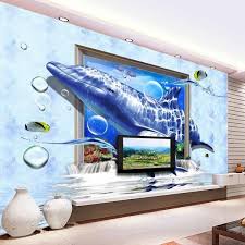 Custom 3d Marine Dolphin Wallpaper Price Per Square Metre Dolphin Wall Art Wallpaper Wall Art