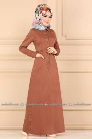 Modaselvim Elbise Onden Yarim Dugmeli Kot Elbise Mz9255 Kiremit Muslim Fashion Outfits Muslim Fashion Dress Hijab Fashion