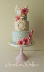 It's a special girl's big day and you want to kick off her adulthood with a perfect party. Vintage Style 18th Birthday Cake 18th Birthday Cake Vintage Birthday Cakes Flower Cake