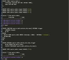 (no hay un comando unlock table ; Postgres Row Expiration Code Example