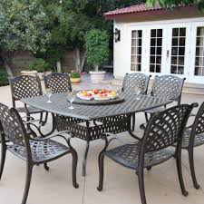 Darlee Nassau 8 Person Cast Aluminum Patio Dining Set With Lazy Susan Antique Bronze By Darlee Patio Dining Set Aluminum Patio Furniture Outdoor Dining Set