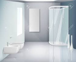 Maybe you would like to learn more about one of these? Bathroom Interior Modern Toilet Or Washroom Objects Bathroom Realistic Vector Background Illustration Of Bathroom Interior Home Bathtub Mirror And Shower Royalty Free Cliparts Vectors And Stock Illustration Image 129116518