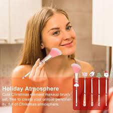 Christmas Makeup Brushes Set, Cosmetic Makeup Tool Sets for Kids, Christmas  Wand Santa Claus Elk Candy Bell Tree Wreath Pattern Make Up Kit, with ...