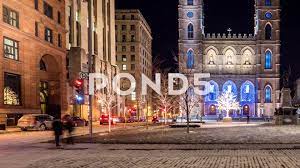 Zoom Out Timelapse View Of Montreal City Near The Notre Dame Cathedral By Night Stock Footage Ad Montreal City View Zoom Stock Footage City View Notre Dame