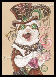 Steampunk Art Print Ferret Art Animal Art Print Wall Decor Etsy Animal Art Steampunk Animals Steampunk Art