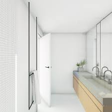 wit gestucte badkamer met eiken wastafelmeubel en zwart stalen handdoekenrek chique badkamers badkamer badkamer verlichting