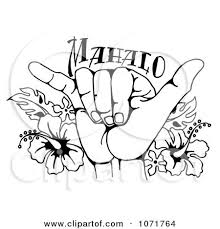 Black And White Hawaiian Shirt Clipart Clipart Black And White Hang Loose Shaka Hand And Hawaiian Hibiscus Flowers Royalty Free Illus Hawaiian Flower Drawing Hawaiian Flower Tattoos Flower Drawing