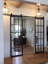 Mountain French Full Barn Door Interior Sliding Barn Doors Glass Doors Interior Home