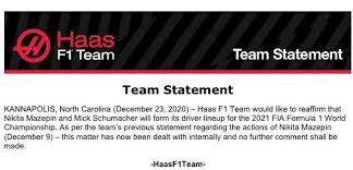 Mazepin has shown flashes of promise. Luke Smith On Twitter Haas Issues A Statement Reaffirming Nikita Mazepin Will Race In 2021 F1